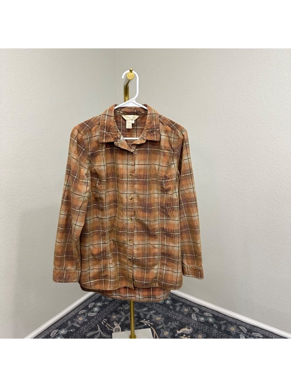 Territory Ahead Corduroy Plaid Cotton Long Sleeve Button Up Shirt Womens Large